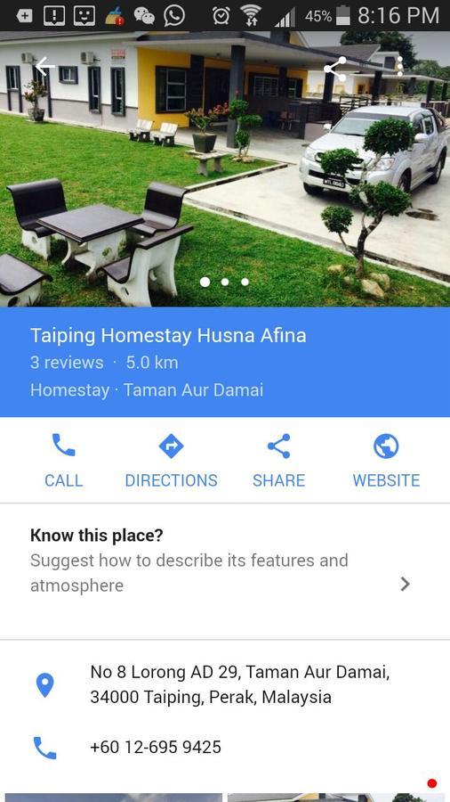 Taiping Homestay Husna Afina Εξωτερικό φωτογραφία
